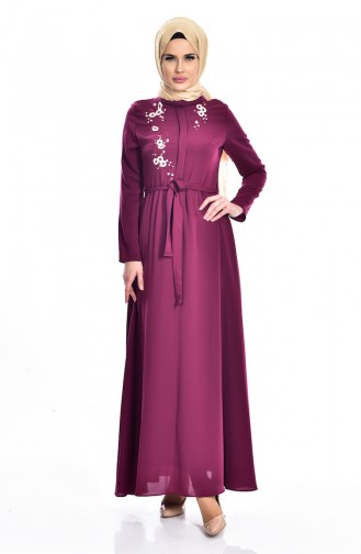 Plum Hijab Dress 7539-04