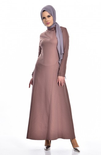 Milk Coffee Hijab Dress 7161-02