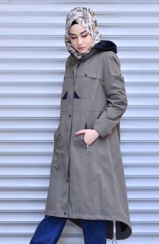 Trenchcoat mit  Reißverschluss  35767-02 Khaki 35767-02