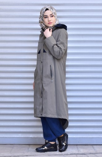 Trenchcoat mit  Reißverschluss  35767-02 Khaki 35767-02