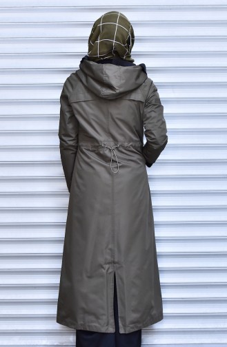 SUKRAN Hooded Snap Raincoat 35775-05 Khaki Green 35775-05
