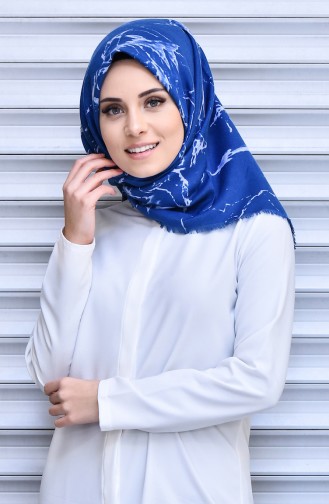 Mermer Desenli Eşarp 1130-03 İndigo