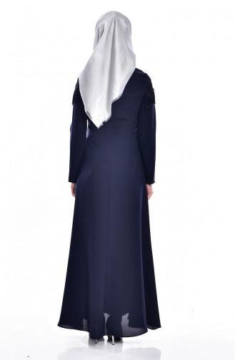 Navy Blue Hijab Dress 7537-03