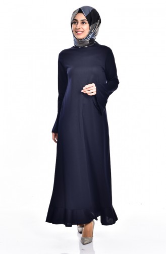Navy Blue Hijab Dress 0071-03