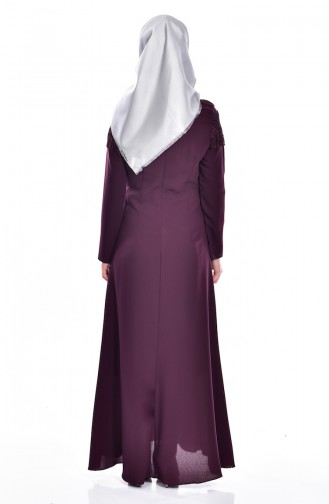 فستان مزين بتفاصيل من الدانتيل والشراشيب  7537-01
