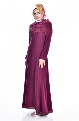 Plum Hijab Dress 7537-06