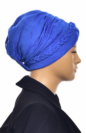 Turban Bonnet Prêt avec Nattes 1001-09 Bleu Roi 1001-09