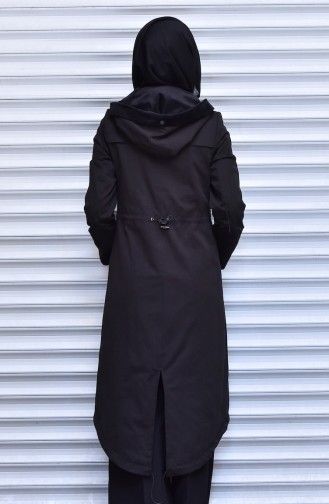 Trenchcoat mit  Reißverschluss 35767-03 Schwarz 35767-03