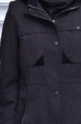 Trenchcoat mit  Reißverschluss 35767-03 Schwarz 35767-03