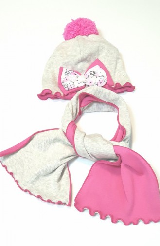 Hat Scarf Set NSA007 Light Beige Pink 007