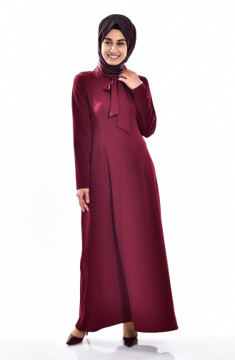Claret Red Hijab Dress 1145-03