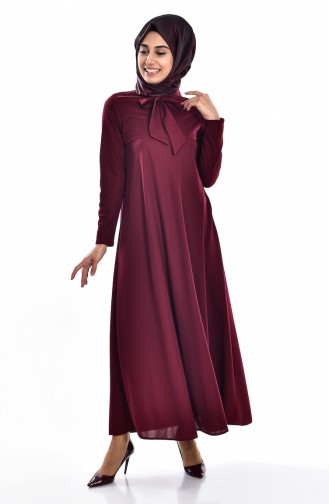 Claret Red Hijab Dress 4102-04