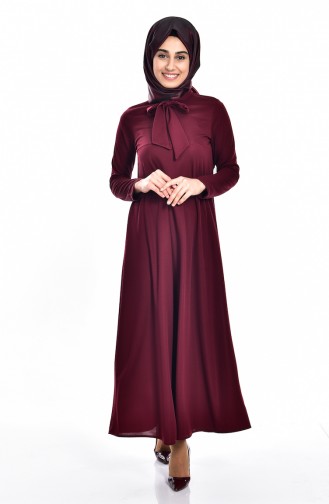 Claret Red Hijab Dress 4102-04