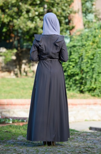Khaki Hijab Dress 7546-03