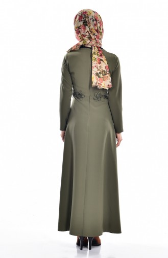 Khaki Hijab Dress 0134-03