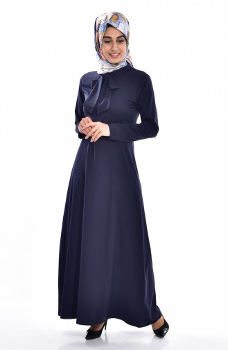 Navy Blue Hijab Dress 1145-06