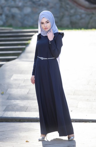 Kleid mit Gürtel  7546-06 Dunkelblau 7546-06