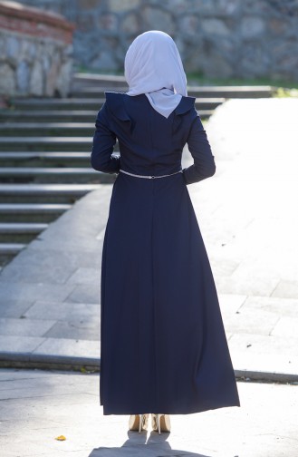 Navy Blue Hijab Dress 7546-06