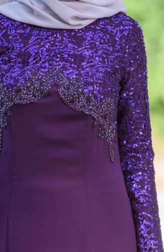Purple Hijab Evening Dress 99132-01
