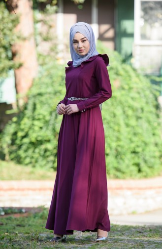 Kleid mit Gürtel  7546-01 Zwetschge 7546-01