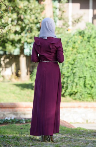 Kleid mit Gürtel  7546-01 Zwetschge 7546-01