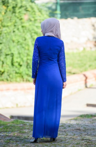 Saxe Hijab Evening Dress 99132-02