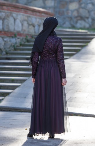 Purple Hijab Evening Dress 52665-05