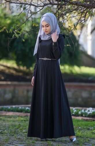 Black Hijab Dress 7546-04