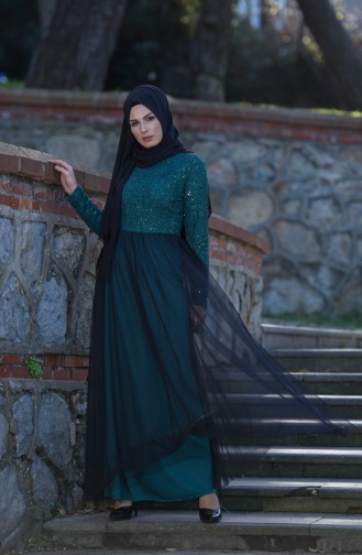 Grün Hijab-Abendkleider 52665-04