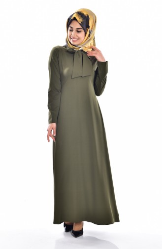 Kravat Yakalı Elbise 1145-02 Yeşil