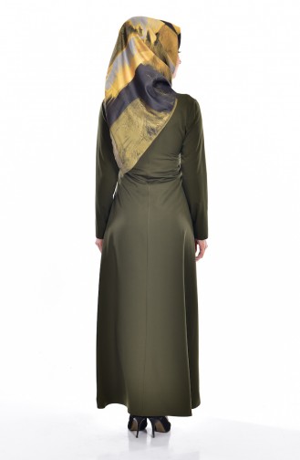 بوجليم فستان بتصميم سادة و ياقة برباط 1145-02 لون اخضر 1145-02