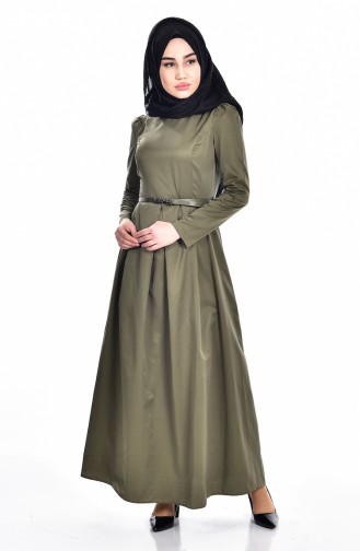Light Khaki Green Hijab Dress 2830-13