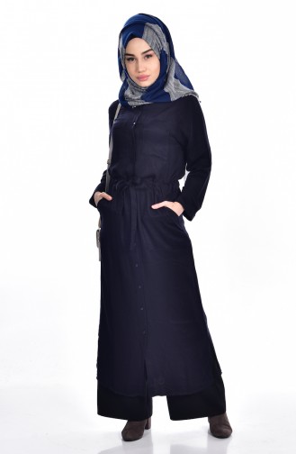 Kuşaklı Uzun Tunik 21094-01 Lacivert