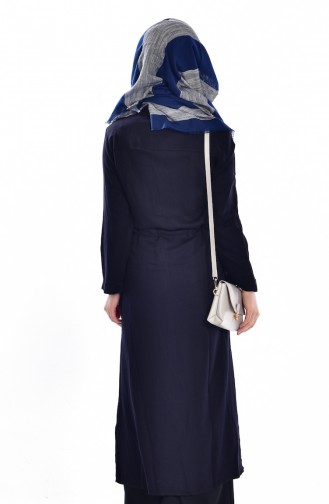 Kuşaklı Uzun Tunik 21094-01 Lacivert