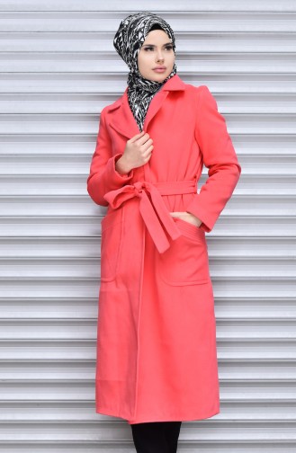 معطف طويل وردي 41019-06