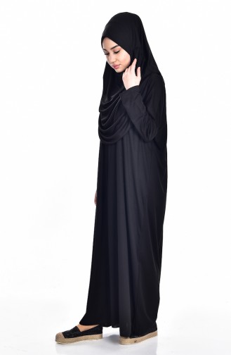 Sefamerve Çantalı Pratik Namaz Elbisesi 9500-01 Siyah