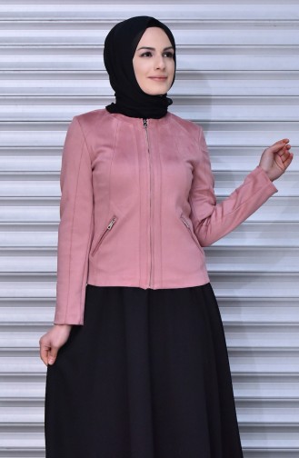 Wildleder Jacke mit Reißverschluss 41003-05 Rosa 41003-05