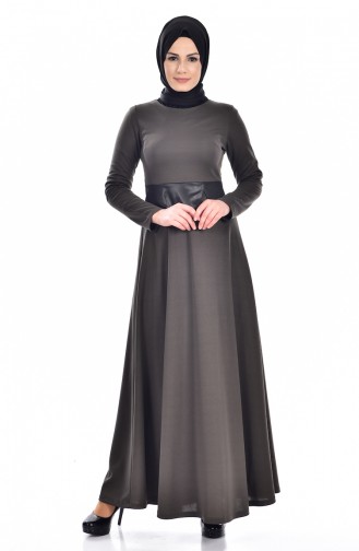 Khaki Hijab Dress 2139-04