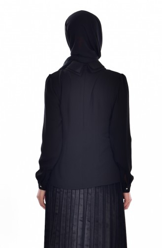 Bluse mit Perlen 3010-01 Schwarz 3010-01