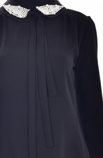 Bluse mit Perlen 3010-01 Schwarz 3010-01