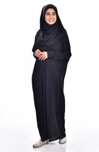 Schwarz Hijab Kleider 3635-02