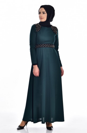 فستان أخضر زمردي 2146-02