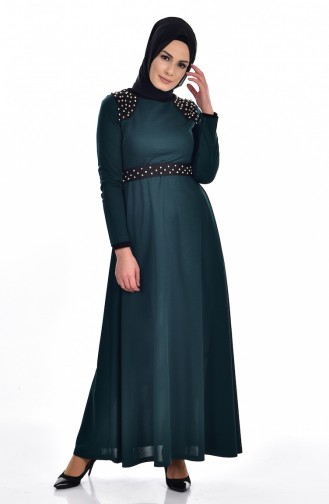 فستان أخضر زمردي 2146-02