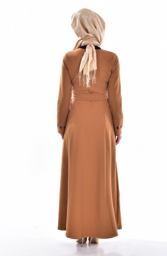 Bestickte Kleid mit Gürtel  1323-05 Senf  1323-05