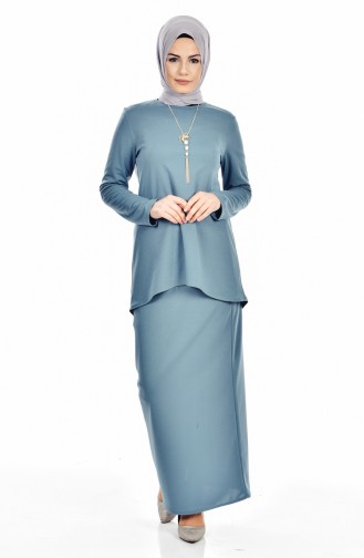 Ensemble Deux Pieces Blouse Jupe 5110-08 Vert Menthe 5110-08