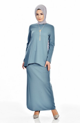 Ensemble Deux Pieces Blouse Jupe 5110-08 Vert Menthe 5110-08