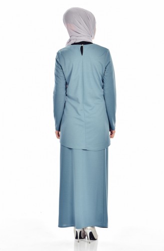 Ensemble Deux Pieces Blouse Jupe 5110-08 Vert Menthe 5110-08