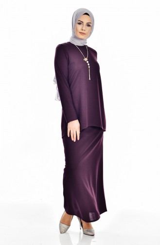 Blouse Skirt Double Suit 5110-07 Purple 5110-07