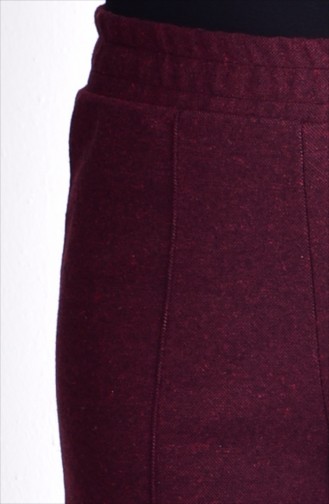 Jacquard Waist Elastic Trousers 1001-03 Claret Red 1001A-03