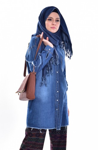 Jeans Hemd mit Druckknopf  61003-01 Blau 61003-01